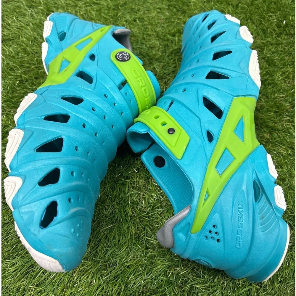Crosskix 2.0 Water Shoes Mens Size 11 Turquoise‎ Blue Lime Green Good Clogs